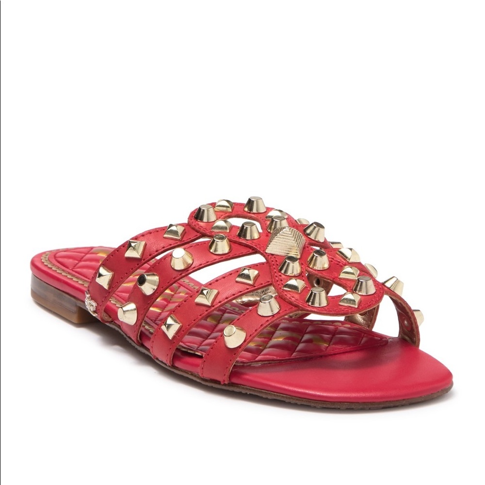 New Sam Edelman Red Sandal Slides Studded